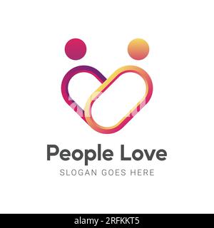 People Love Logo Design People Connection Logotype People Heat Stock Vector