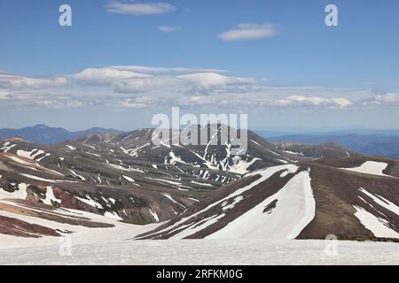 View taken while climbing Asahidake (Mount Asahi), the highest mountain in Hokkaido, Japan Stock Photo