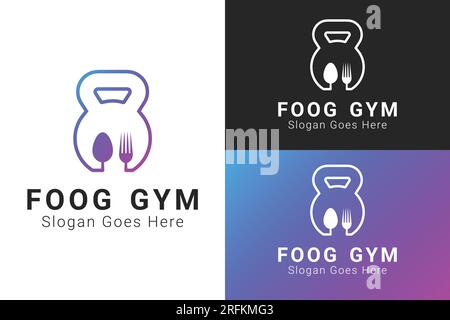 Food Gym Logo Design Fork and Spoon Gym Weight Logotype Stock Vector