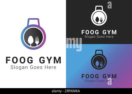 Food Gym Logo Design Fork and Spoon Gym Weight Logotype Stock Vector
