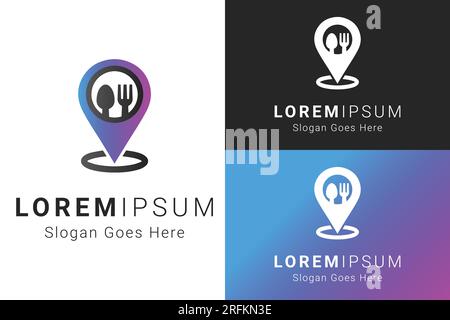 Food Location Logo Design Location Pin for Food Delivery Stock Vector