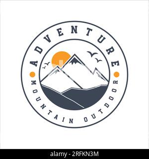 Adventure Mountain Logo Design Tourist Outdoor Adventure Stock Vector