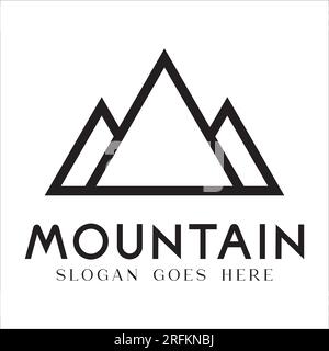 Modern Minimal Mountain Outdoor Logo Design Stock Vector