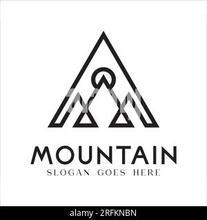 Modern Minimal Mountain Outdoor Logo Design Stock Vector