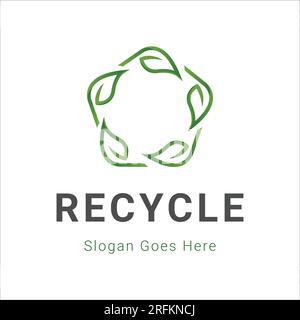 Pentagon Recycle Leaf Nature Logo Design Stock Vector