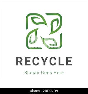 Square Recycle Leaf Nature Logo Design Stock Vector
