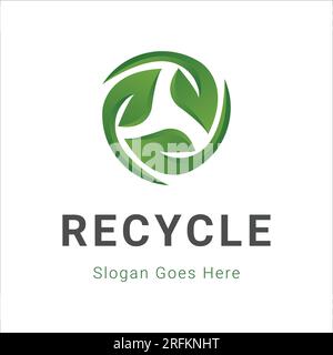 Circle Recycle Leaf Nature Logo Design Stock Vector