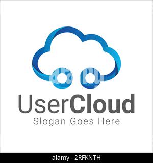 User Cloud Logo Design Cloud Tech Logotype Stock Vector