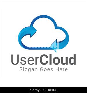 User Cloud Logo Design Cloud Tech Logotype Stock Vector