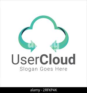 User Cloud Logo Design Cloud Tech Logotype Stock Vector