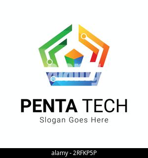 Penta Tech Logo Design Penta Tech Logotype Stock Vector