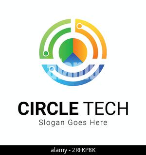 Circle Tech Logo Design Round Tech Logotype Stock Vector