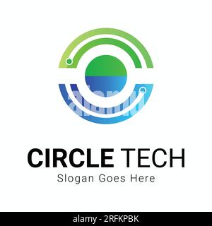 Circle Tech Logo Design Round Tech Logotype Stock Vector