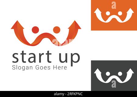 Business Start Up Logo Design Start Up Arrow with Human Icon Logotype Stock Vector