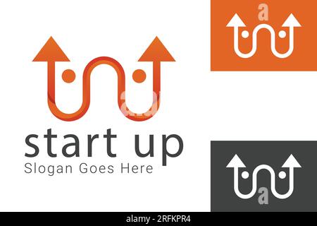Business Start Up Logo Design Start Up Arrow with Human Icon Logotype Stock Vector