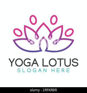 Yoga Lotus Logo Design Human Icon with Lotus Flower Logotype Stock Vector