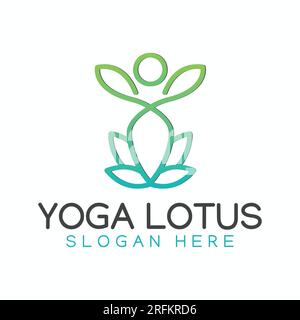 Yoga Lotus Logo Design Human Icon with Lotus Flower Logotype Stock Vector