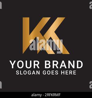 Luxury Initial KK Monogram Text Letter Logo Design Stock Vector