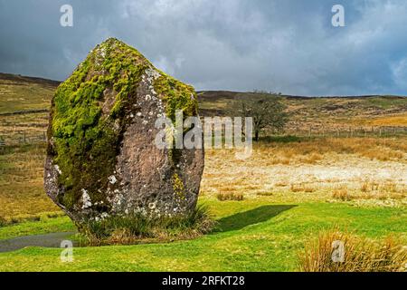 Maen Llia, an ancient red standing stone, in Fforest Fawr, on the western side of the Brecon Beacons National Park, south Wales. Stock Photo