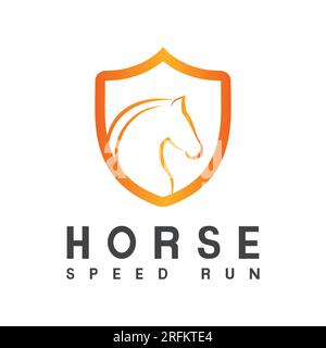 Horse Shield Logo Design Power House Logotype Security Horse Shield Protection Stock Vector