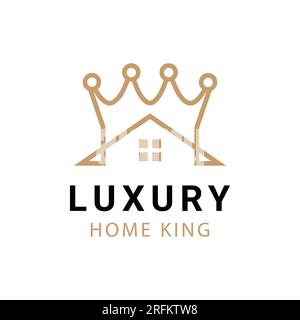 Luxury Home with Crown Logo Design Stock Vector