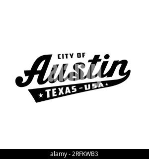 Austin Texas lettering design. Austin typography design. Vector and illustration. Stock Vector