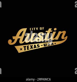 Austin Texas lettering design. Austin typography design. Vector and illustration. Stock Vector