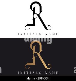 Luxury Initial LR or RL Monogram Text Letter Logo Design Stock Vector