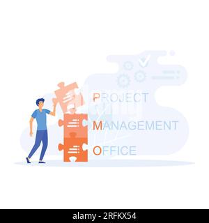 business concept, Project Management Office acronym, flat vector modern illustration Stock Vector