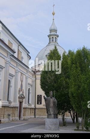 Brezje, Slovenia - Jul 28, 2023: The Basilica of St. Mary Help of Christians of Brezje is a Slovenian National Marian Shrine. Selective focus Stock Photo