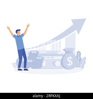 Income growth chart, banking services, financial report graph. flat vector modern illustration Stock Vector