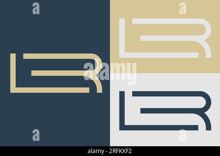 Luxury Initial LR or RL Monogram Text Letter Logo Design Stock Vector