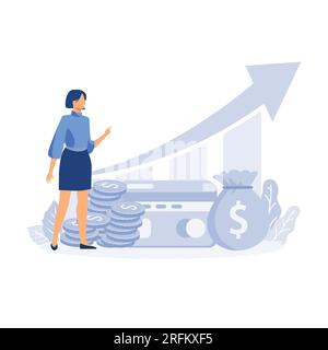 Income growth chart, banking services, financial report graph. flat vector modern illustration Stock Vector