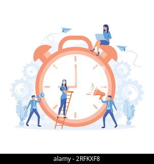 concept of work time management, quick reaction awakening, flat vector modern illustration Stock Vector