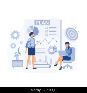 business planning, target, business work flow, time management, business presentation. flat vector modern illustration Stock Vector