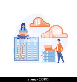 online database storage technology concept, Data cloud storage network, flat vector modern illustration Stock Vector