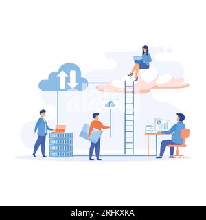business technology storage cloud computing service concept, flat vector modern illustration Stock Vector