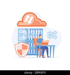 cloud computing concept, data center, file management, flat vector modern illustration Stock Vector