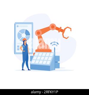Smart industry concept. Smart intelligence technology in industrial factory. Industry 4.0. flat vector modern illustration Stock Vector