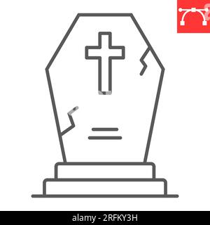 Tombstone line icon, halloween and holiday, headstone vector icon, gravestone vector graphics, editable stroke outline sign, eps 10. Stock Vector