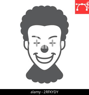 Clown glyph icon, halloween and holiday, joker vector icon, circus person vector graphics, editable stroke solid sign, eps 10. Stock Vector
