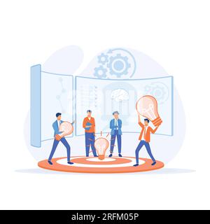 Brainstorm, idea discussion concept. Business team finding solution, creativity, creation process. flat vector modern illustration Stock Vector