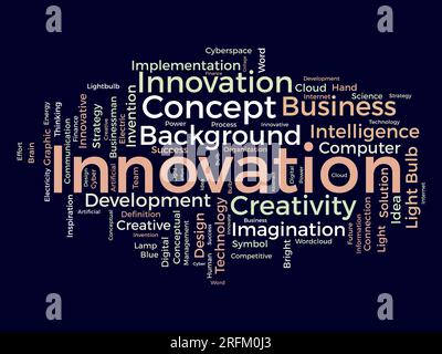 Word cloud background concept for Innovation. Creativity concept strategy can do invention solution idea develop. vector illustration. Stock Vector