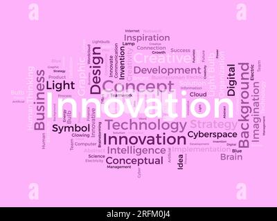Word cloud background concept for Innovation. Creativity concept strategy can do invention solution idea develop. vector illustration. Stock Vector
