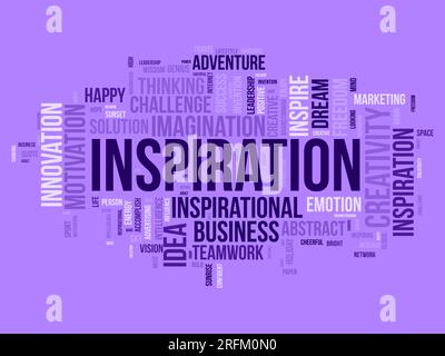 Word cloud background concept for Inspiration. Creative innovation, intelligence imagination idea of business vision. vector illustration. Stock Vector