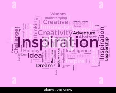 Word cloud background concept for Inspiration. Creative innovation, intelligence imagination idea of business vision. vector illustration. Stock Vector