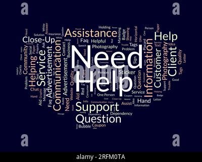 Word cloud background concept for Need help. service support assistant for customer communication quality sign. vector illustration. Stock Vector