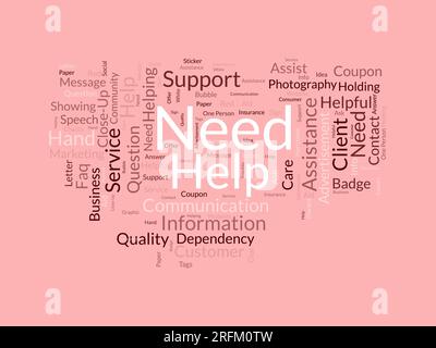Word cloud background concept for Need help. service support assistant for customer communication quality sign. vector illustration. Stock Vector