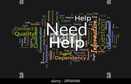 Word cloud background concept for Need help. service support assistant for customer communication quality sign. vector illustration. Stock Vector