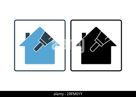 Painting House icon. icon related to painting. solid icon style. Simple vector design editable Stock Vector